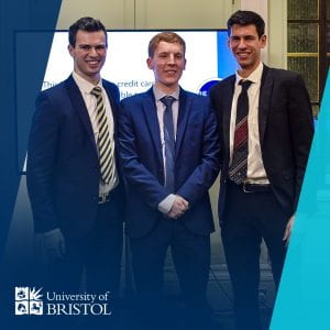 three student winners of the university debate competition